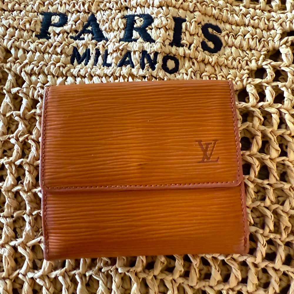 Authentic Louis Vuitton Epi Porte Feiulle Elise Tan Bifold Compact Wallet